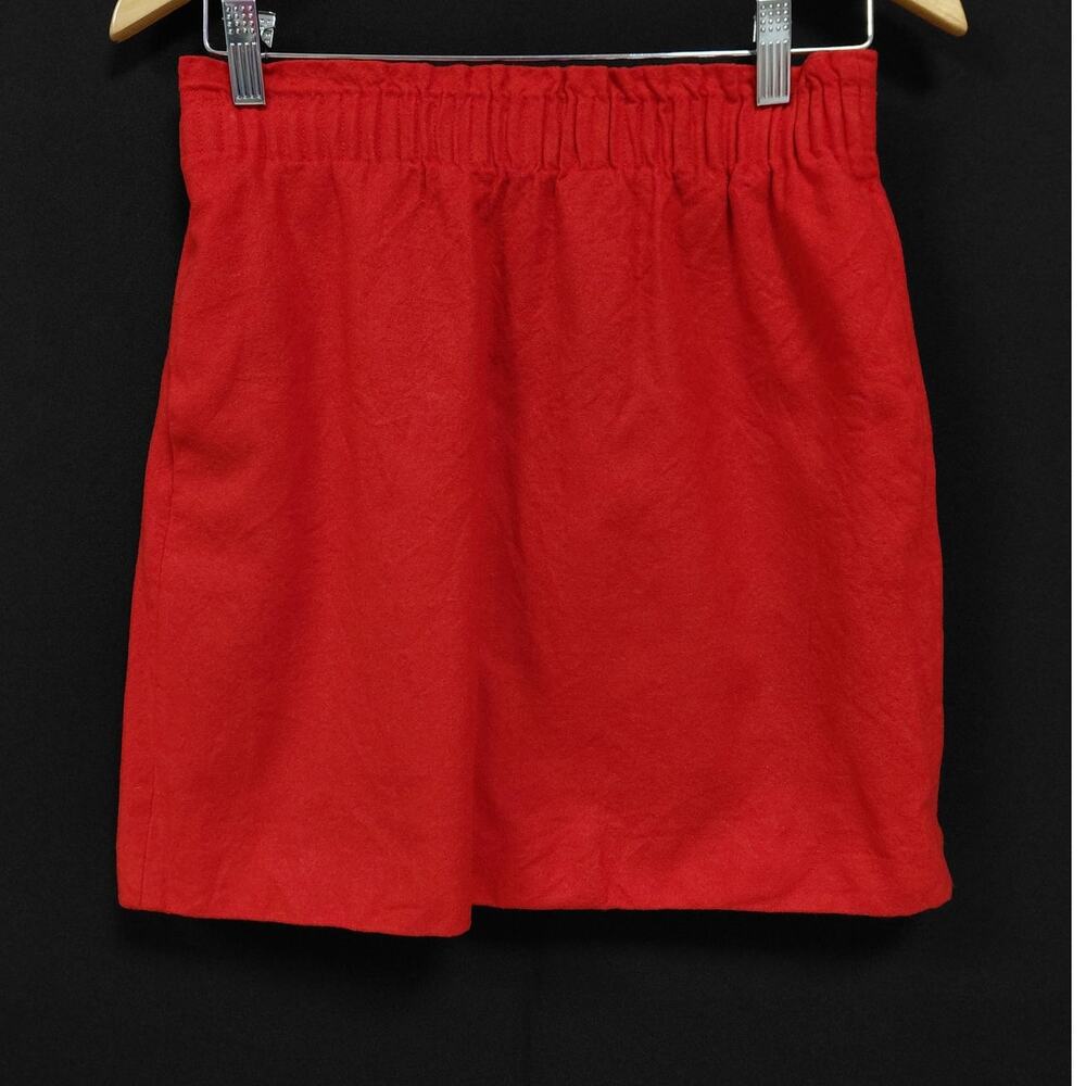 J.Crew Wool Blend Skirt Red Solid Lined Women Size 2